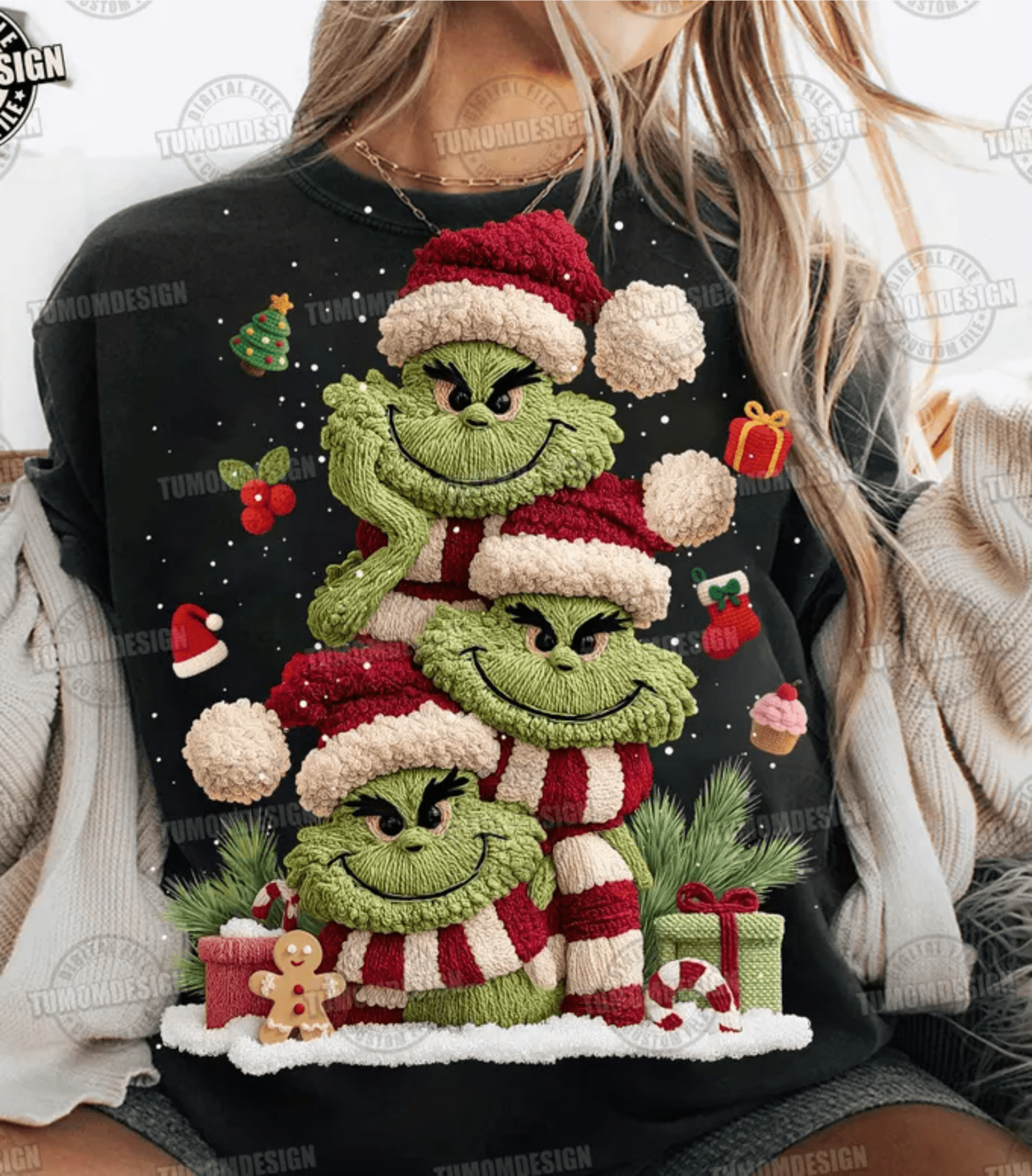 RTS GREEN MAN FAMILY TREE PRESENTS CHRISTMAS DTF DIRECT TO FILM transfers ADULT 10X12 - Do it yourself Transfers