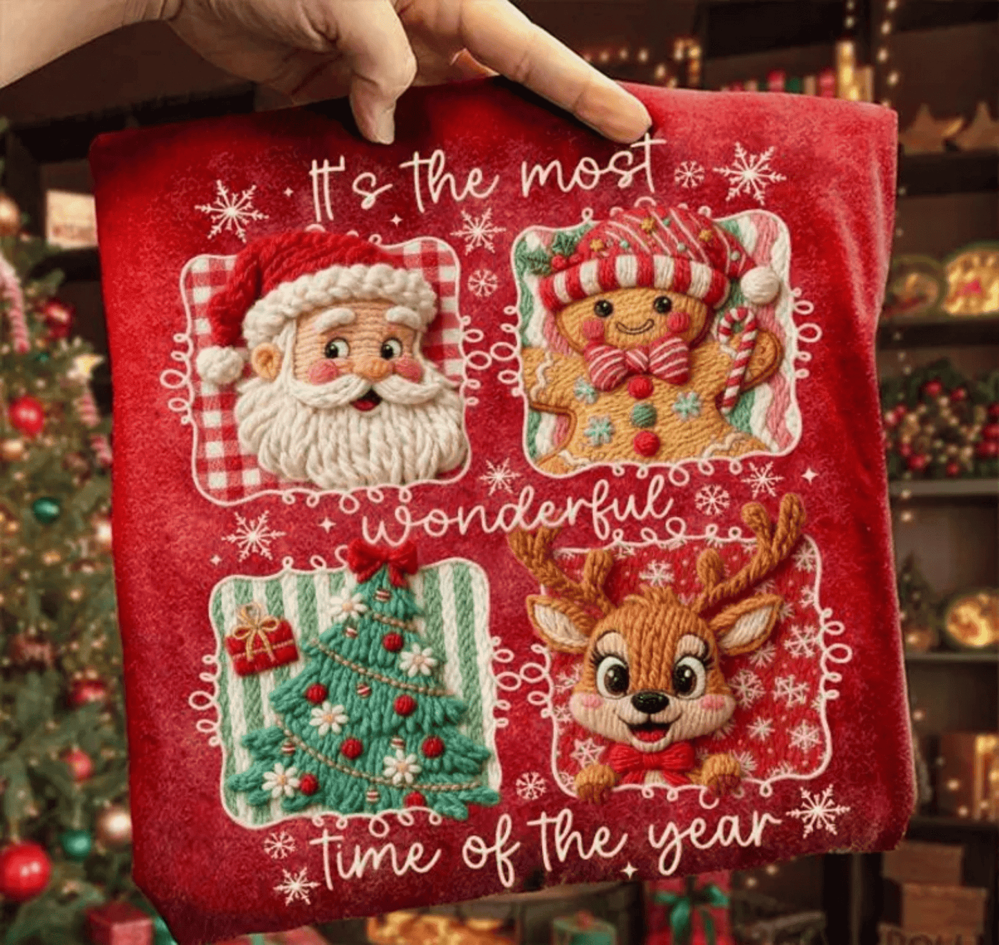 RTS its the most wonderful time OF THE YEAR CHRISTMAS SANTA GINGER TREE FRAMES DTF DIRECT TO FILM transfers ADULT 10X12 - Do it yourself Transfers