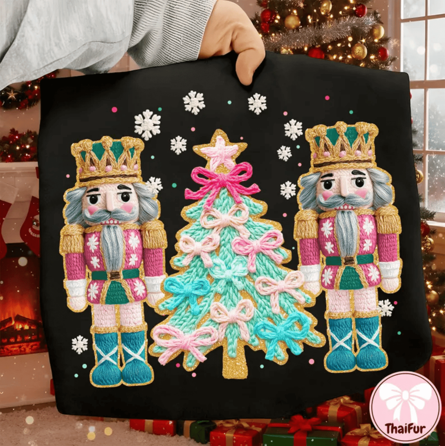 RTS NUTCRACKER TREE PINK CHRISTMAS FAUX DTF DIRECT TO FILM transfers ADULT 10X12 - Do it yourself Transfers