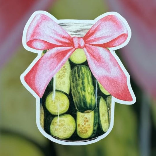 RTS PICKLE JAR PINK BOW STICKER 2.5X3.5 - Do it yourself Transfers