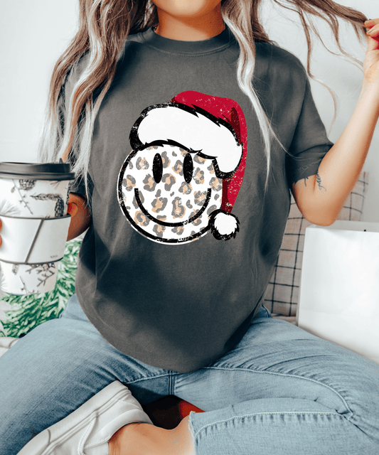 RTS Smiley face Santa hat CHRISTMAS THIN MATTE CLEAR FILM SCREEN PRINT TRANSFER ADULT 9X12 - Do it yourself Transfers