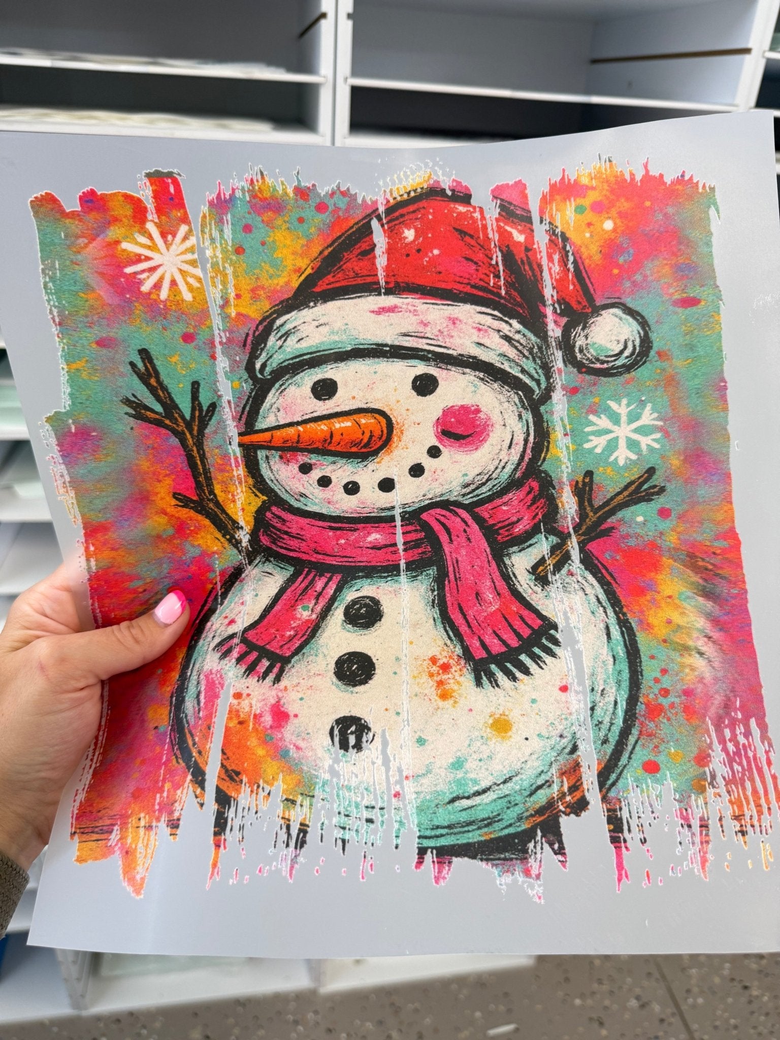 RTS SNOWMAN CHRISTMAS WINTER PAINT BRUSH DTF DIRECT TO FILM transfers ADULT 10X12 - Do it yourself Transfers
