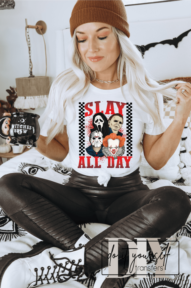 SLAY ALL DAY Halloween gang full color ADULT DTF TRANSFERPRINT TO ORDER - Do it yourself Transfers