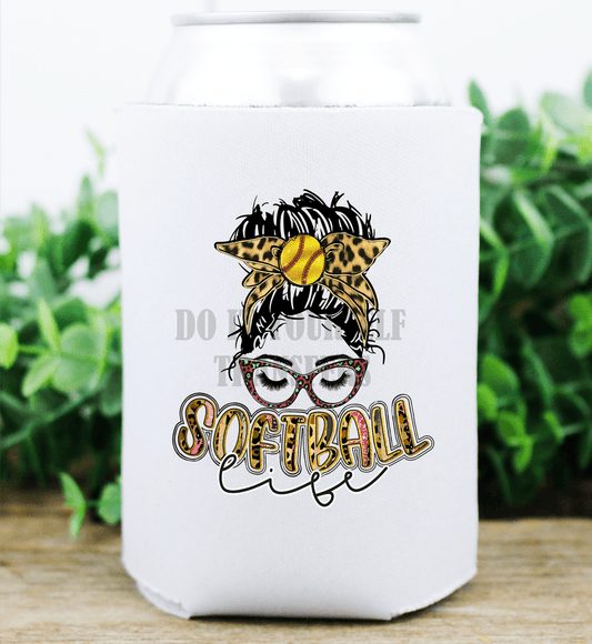 Softball Life mom bun glasses sports / size 3.2x2.7 DTF TRANSFERPRINT TO ORDER - Do it yourself Transfers