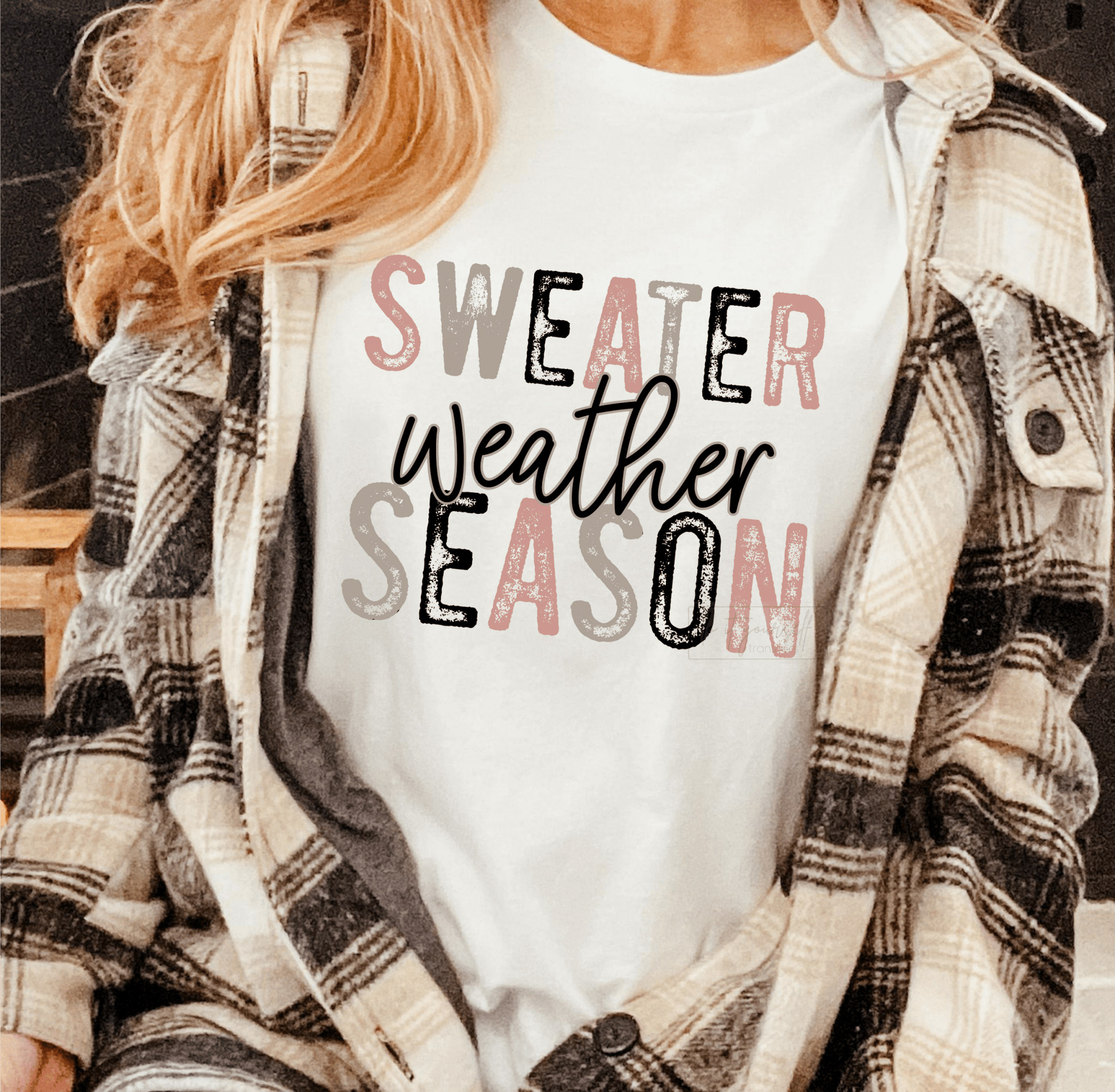 Sweater Weather Season pastel colors size ADULT DTF TRANSFERPRINT TO ORDER - Do it yourself Transfers