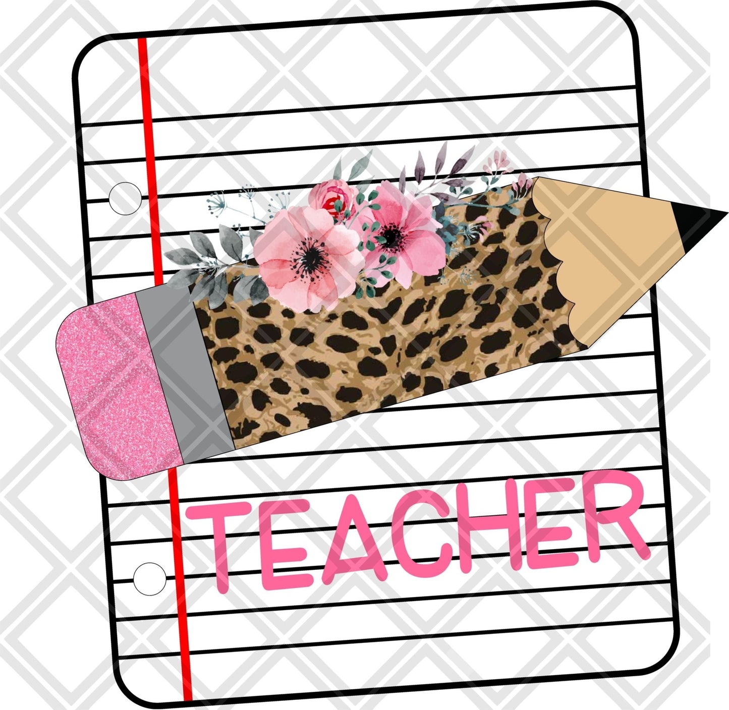 Teacher Paper Leopard Pencil DTF TRANSFERPRINT TO ORDER - Do it yourself Transfers