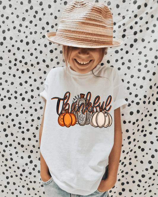 Thankful Pumpkin cream leopard orange Thanksgiving KIDS 8X6 DTF TRANSFERPRINT TO ORDER - Do it yourself Transfers