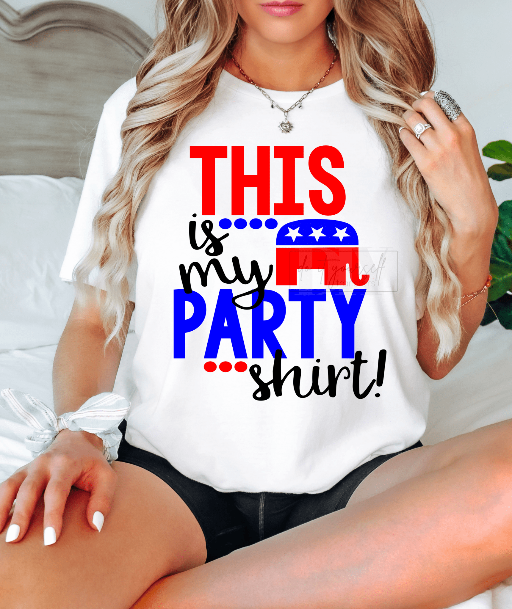 This is my Party Shirt! red white blue REPUBLICAN Vote ADULT DTF TRANSFERPRINT TO ORDER - Do it yourself Transfers