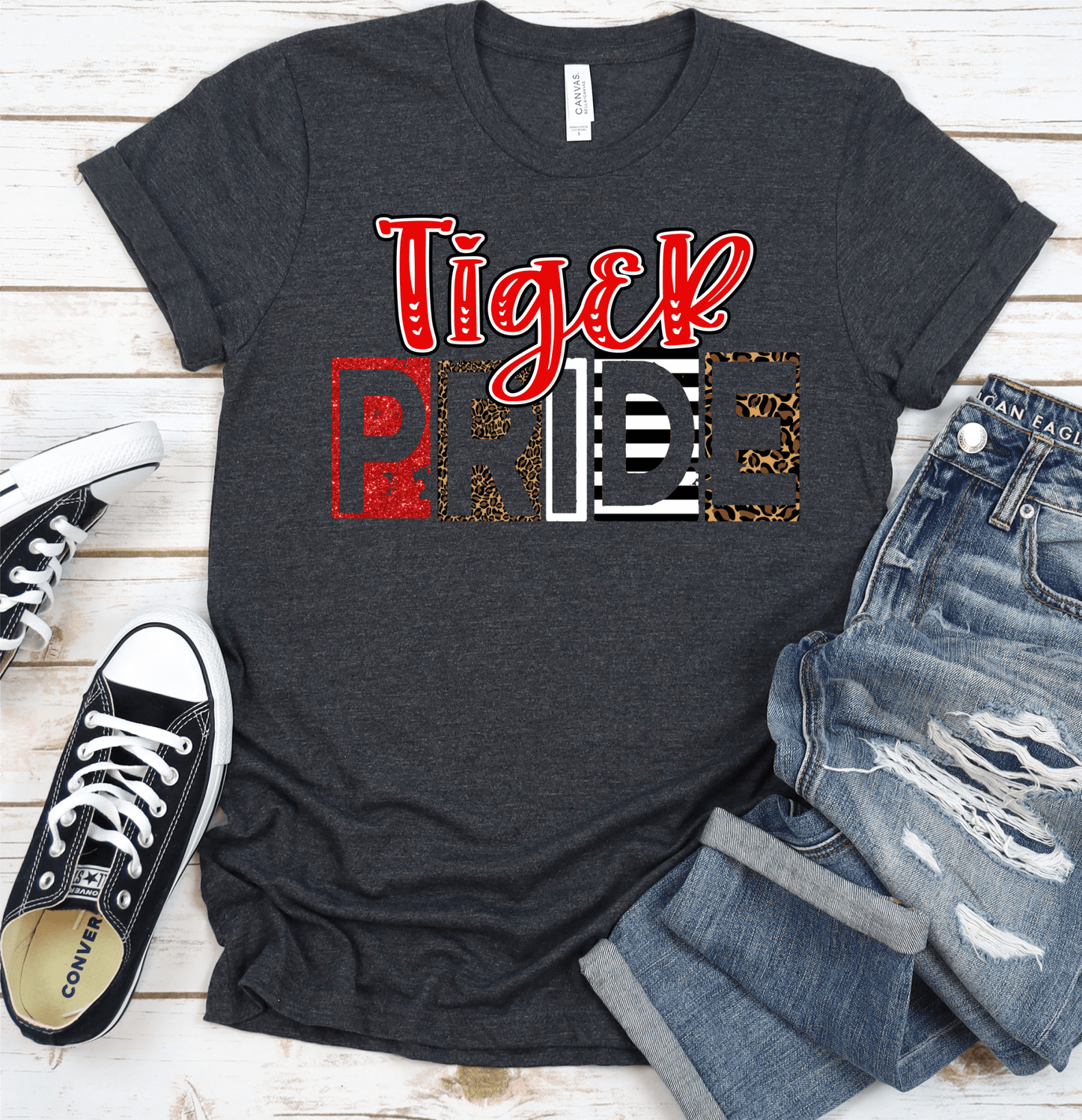 Tiger pride black white red team sport DTF TRANSFERSPRINT TO ORDER - Do it yourself Transfers