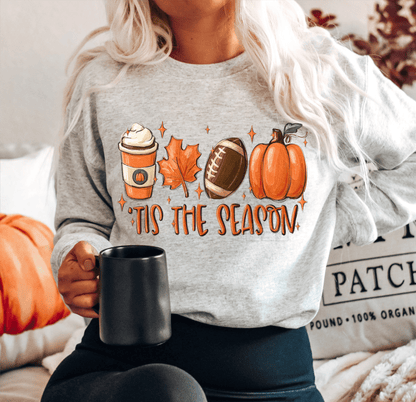 Tis the Season Fall Pumpkin Coffee Football orange size ADULT 7..5 DTF TRANSFERPRINT TO ORDER - Do it yourself Transfers