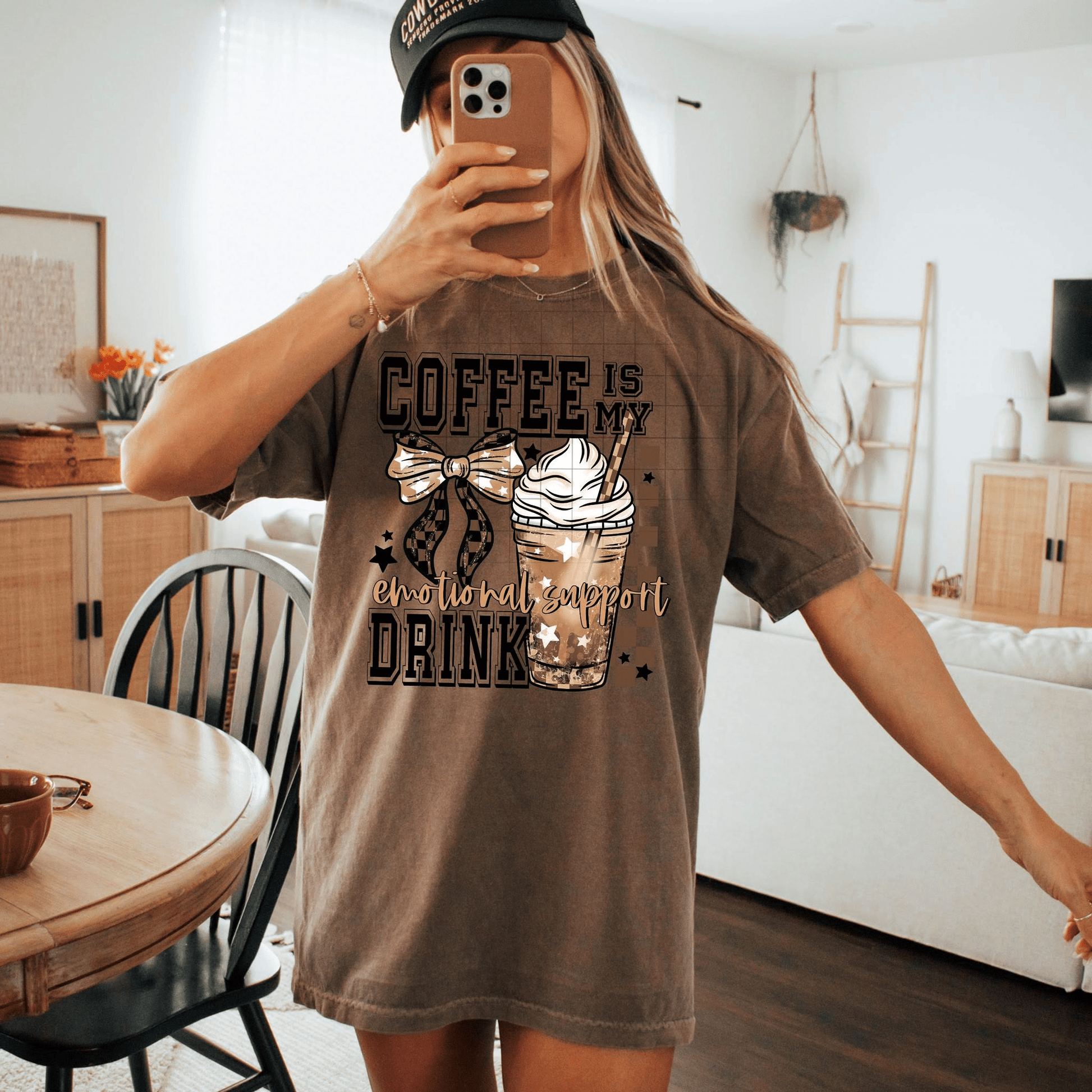 TRANSFER TUESDAY JUNE 24TH COFFEE IS MY EMOTIONAL SUPPORT DRINK BOW BROWN DTF DIRECT TO FILM transfers ADULT 10X12 - Do it yourself Transfers