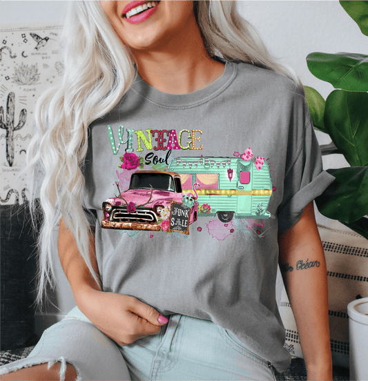 Vintage Soul truck camper Junk Sale size ADULT 8.5x13 DTF TRANSFERPRINT TO ORDER - Do it yourself Transfers