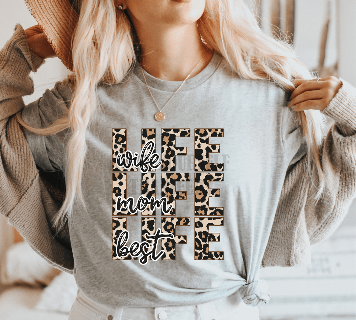 Wife life Mom life Best life leopard ADULT size DTF TRANSFER PRINT TO ORDER 119 - Do it yourself Transfers
